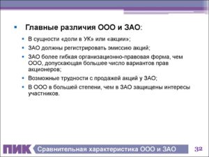 Разница между зао и оао