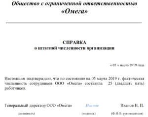 Справка о количестве рабочих мест в организации образец