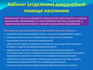 Обязанности медсестры кабинета неотложной помощи в поликлинике