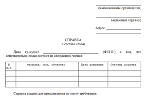 Справка о составе семьи форма 8