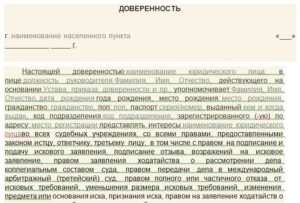 Доверенность в мировой суд от должностного лица