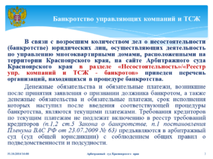 Банкротство тснтсж последствия для собственника