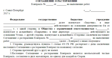 Образец соглашения о расторжении лицензионного договора