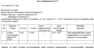 Акт забраковки продукции образец Акт забраковки продукции образец