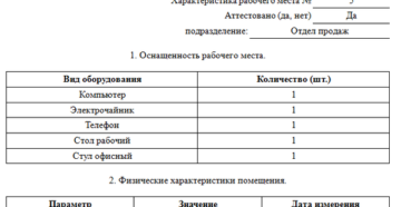 Характеристика рабочего места бухгалтера пример