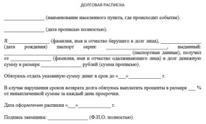 Расписка о выполнении обязательств через суд