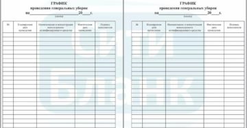 График генеральной уборки помещений образец