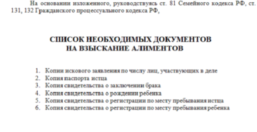Какие документы нужны для подачи на алименты в днр