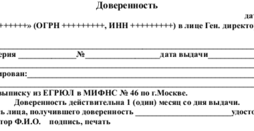 Доверенность в фнс от организации на получение выписки из егрюл